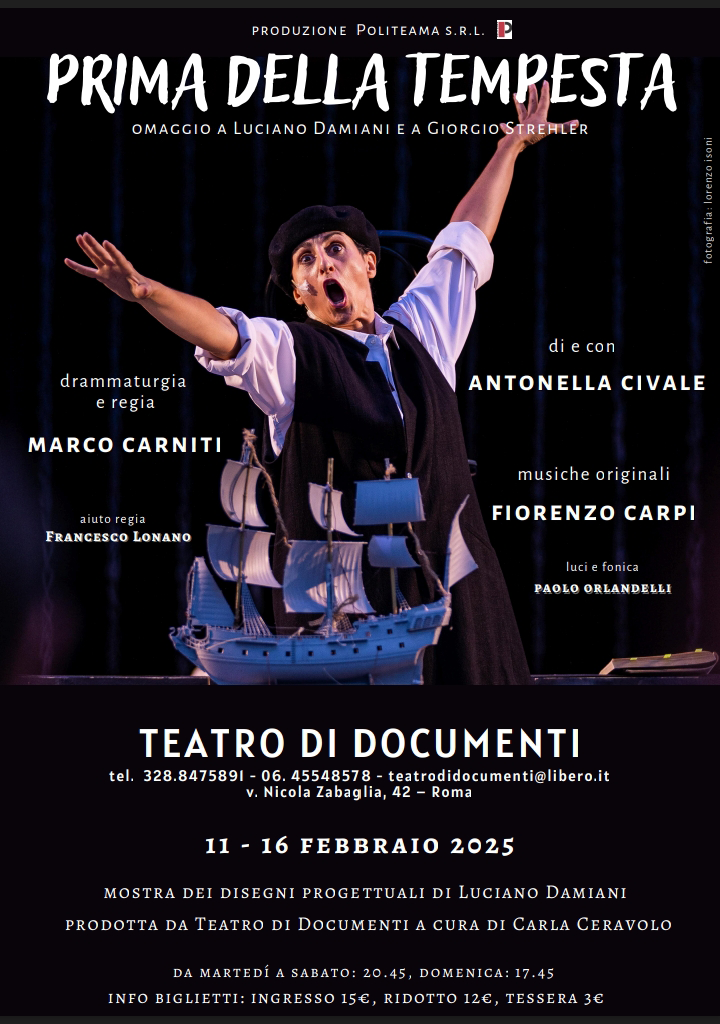 PRIMA DELLA TEMPESTA – OMAGGIO A LUCIANO DAMIANI E A  GIORGIO STREHLER